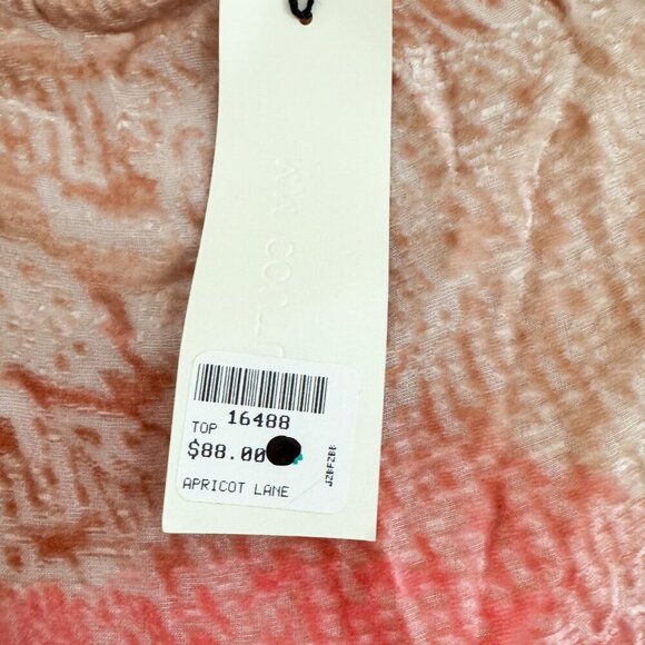 MM Couture Off‑the‑Shoulder Silk‑Blend Top Apricot Lane Size L NWT - Picture 5 of 8